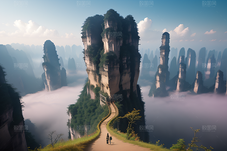 神秘景观中的橙紫梦幻