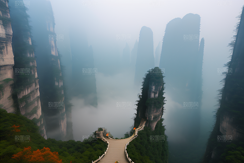 神秘景观中的橙紫梦幻