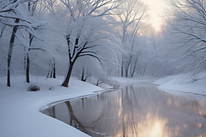 宁静迷人的冬季之美