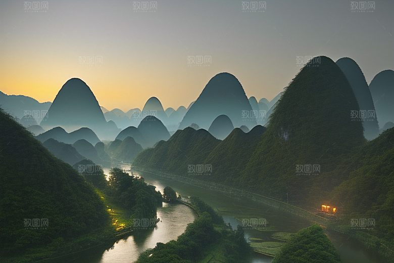 桂林山水甲天下的山水画廊