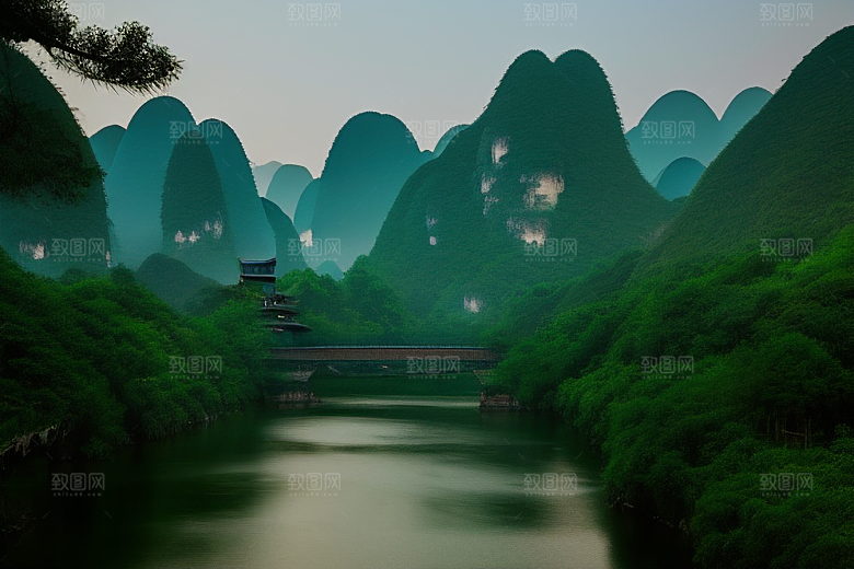 桂林山水甲天下的山水画廊