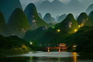 桂林山水甲天下的山水画廊