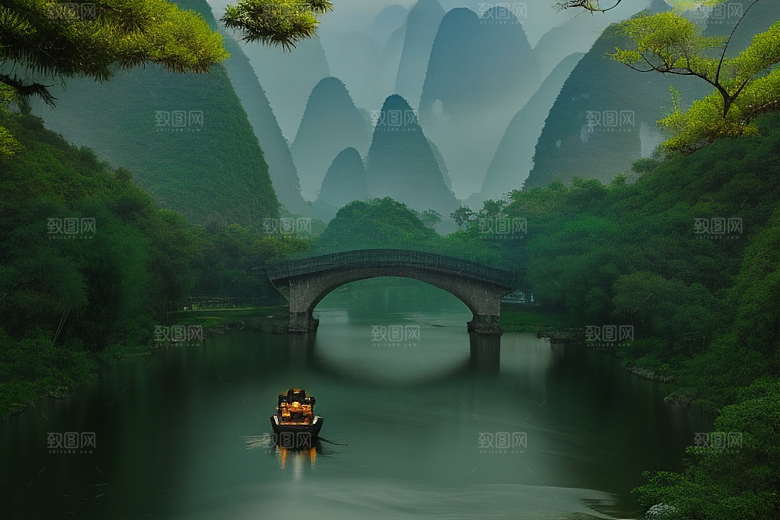 桂林山水甲天下的山水画廊