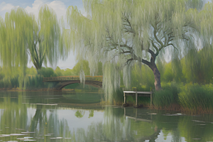 春日柳树的青春之美