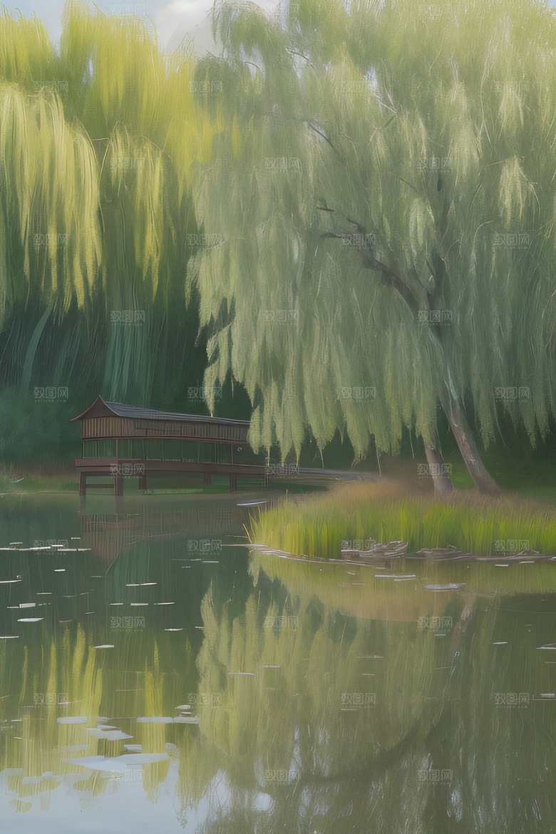 春日柳树的青春之美