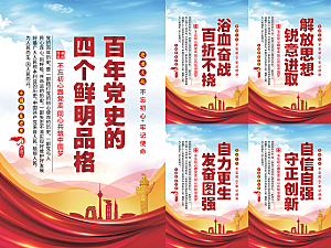 四个品格党建海报