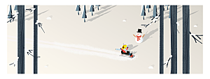 卡通冬日雪季冬季雪地雪人景人物插画设计