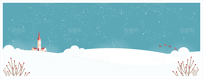 卡通冬日雪季冬季雪地雪人景人物插画设计