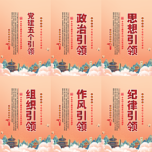 党建五个引领海报