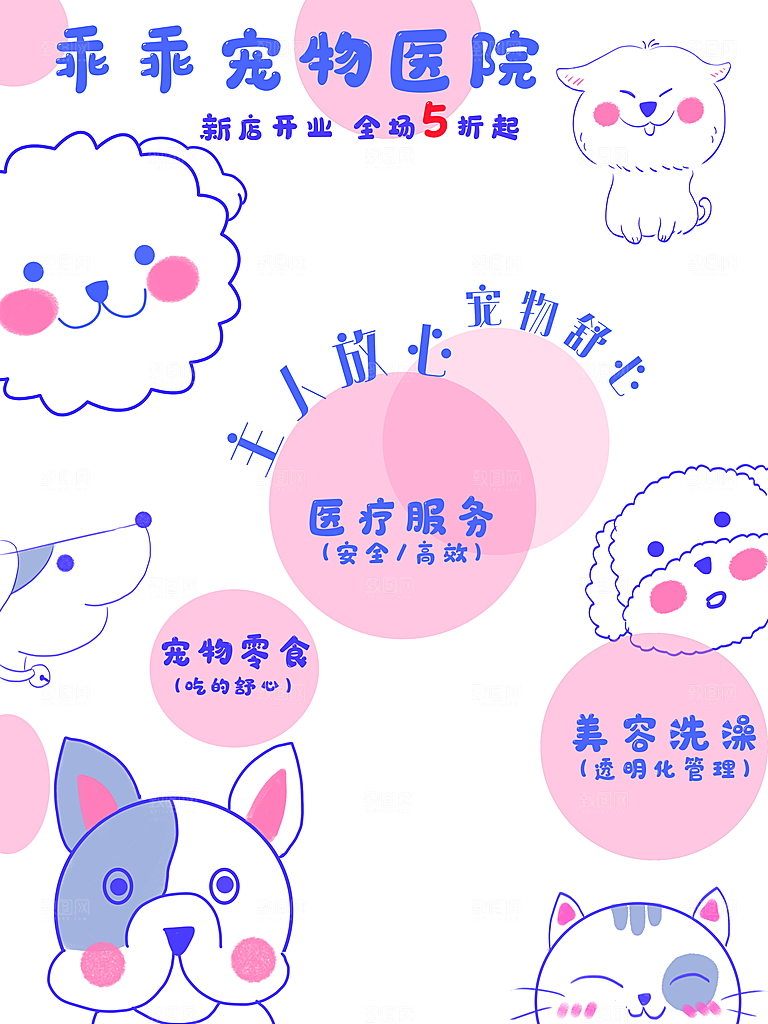 宠物商店海报寄养兽医狗猫粮食柯基