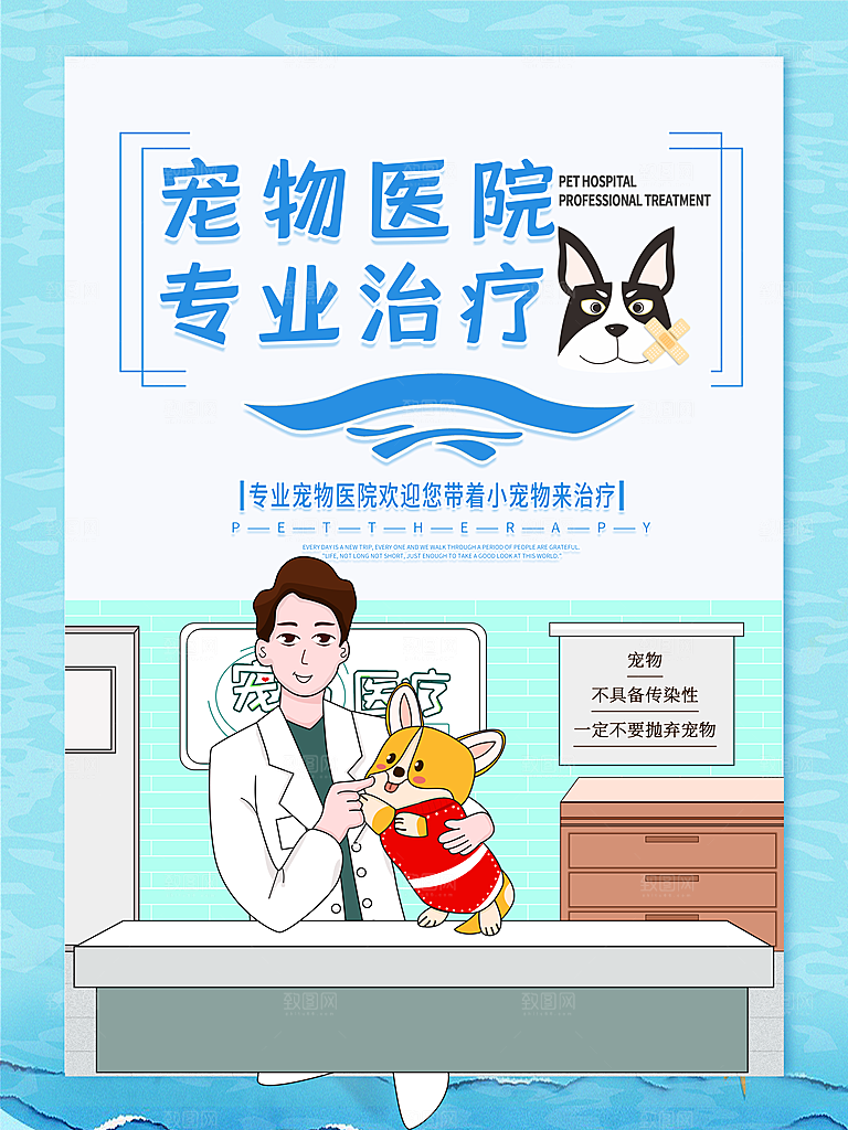宠物商店海报寄养兽医狗猫粮食柯基美容