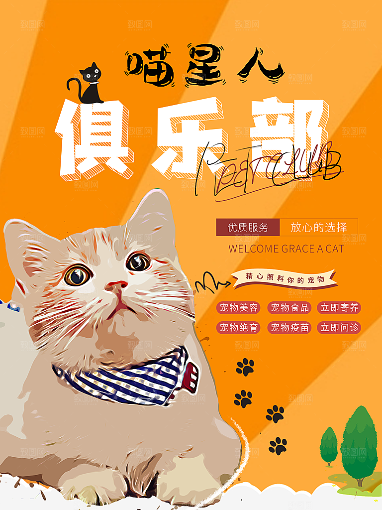 宠物商店海报寄养兽医狗猫粮食柯基金毛