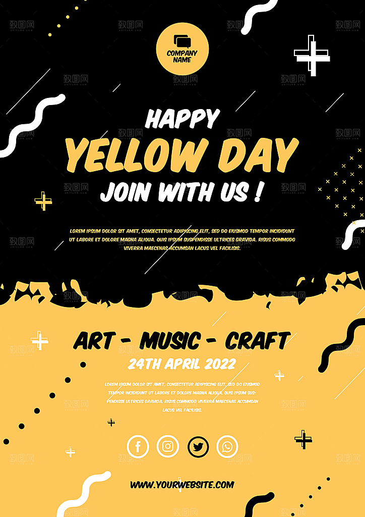 Yellow Day英文海报模板设计