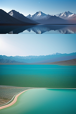 大美青海湖的湖水如镜