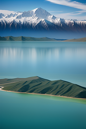 大美青海湖的天空湛蓝