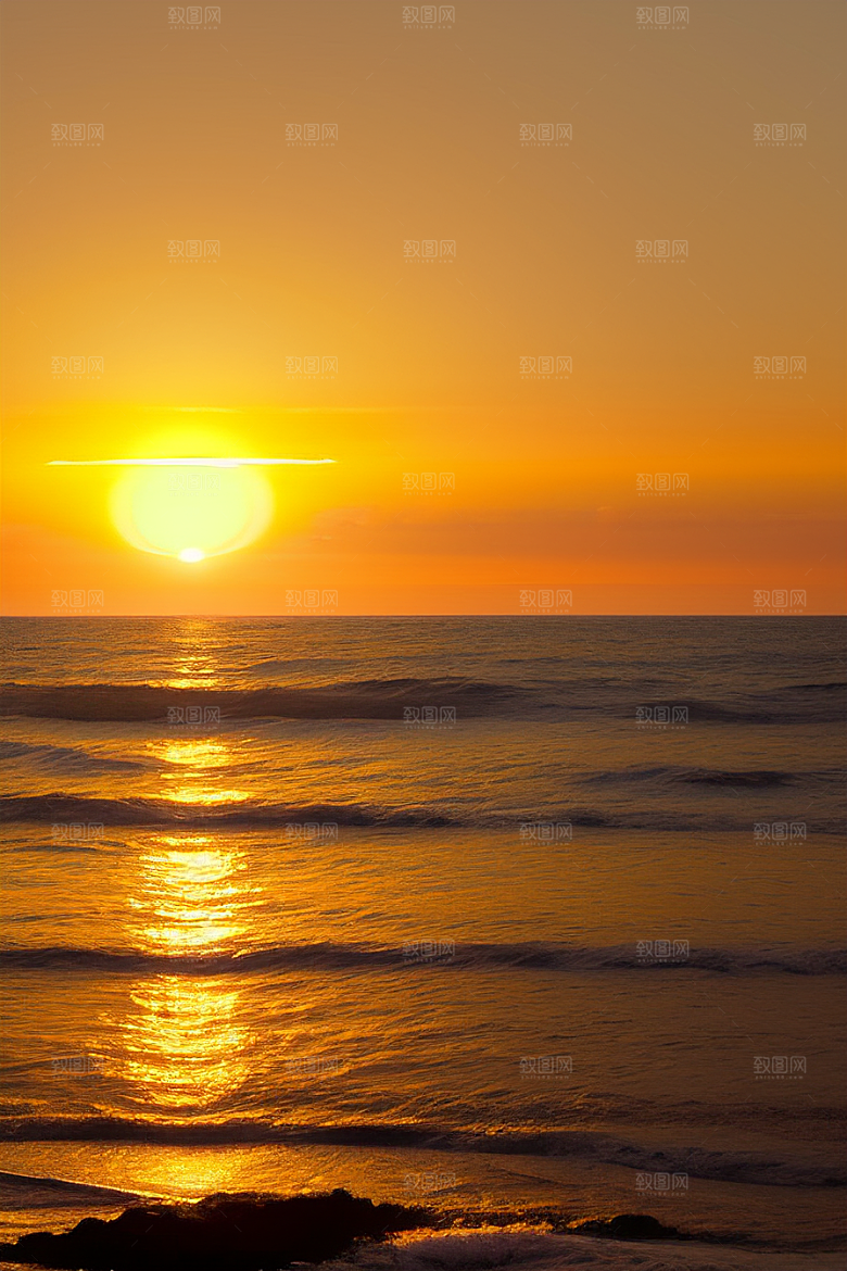 海边日出的海天一色