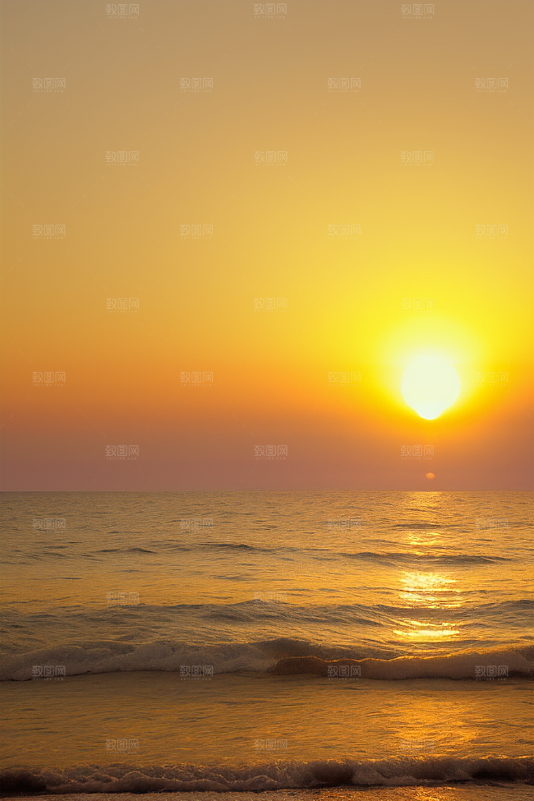 海边日出的海天一色