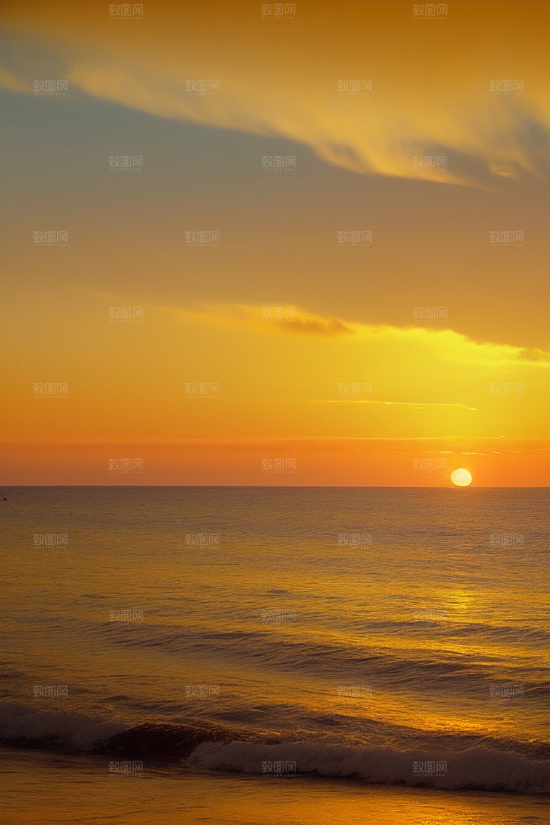 海边日出的海天一色