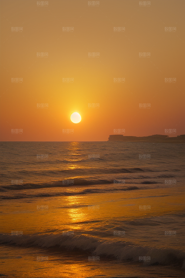 海边日出的霞光绚丽