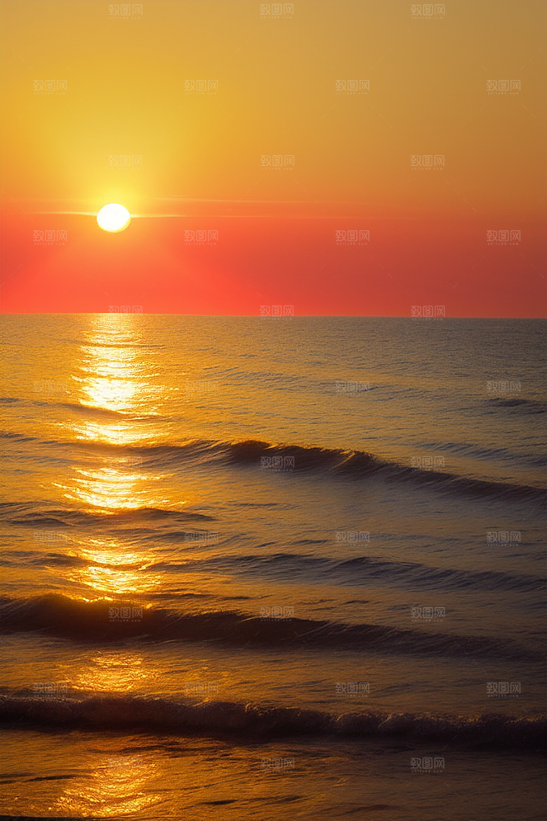 海边日出的海景如画