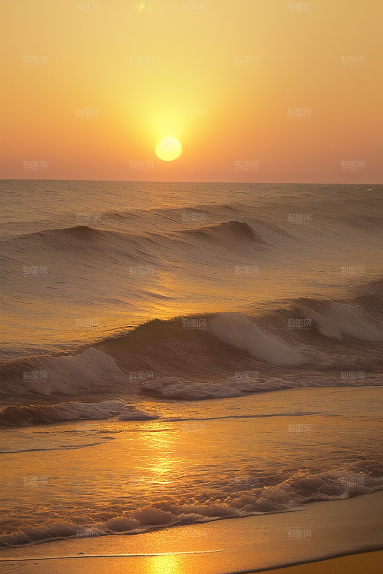 海边日出的海景如画