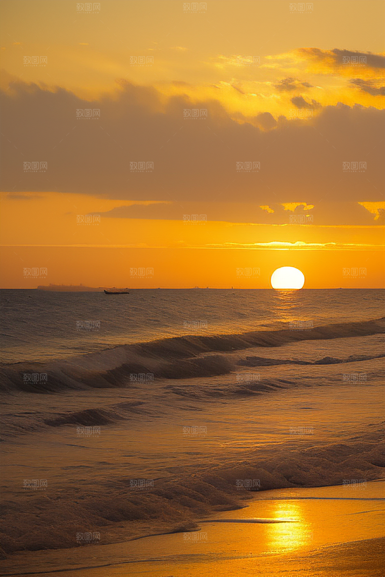 海边日出的海景如画