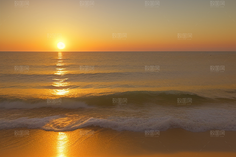 海边日出的海景如画