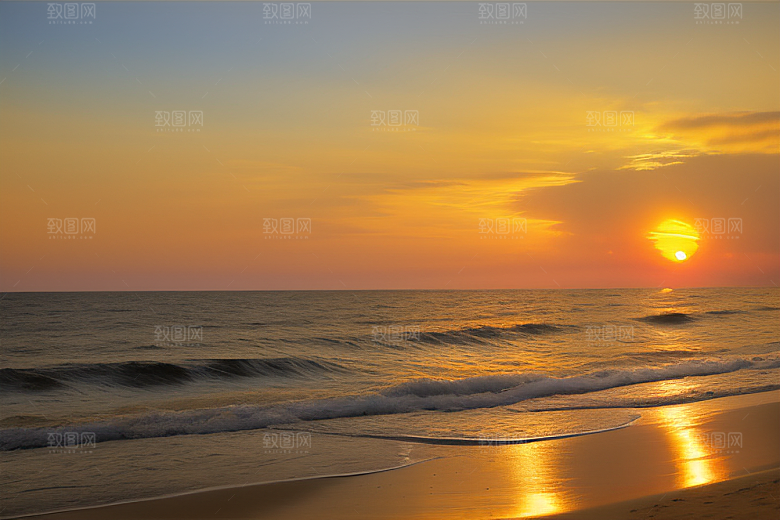 海边日出的海景如画