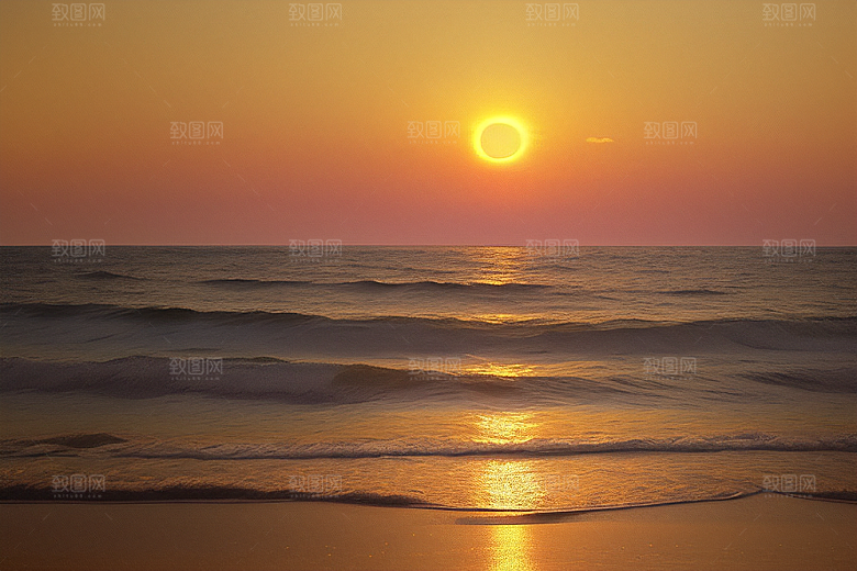 海边日出的海景如画