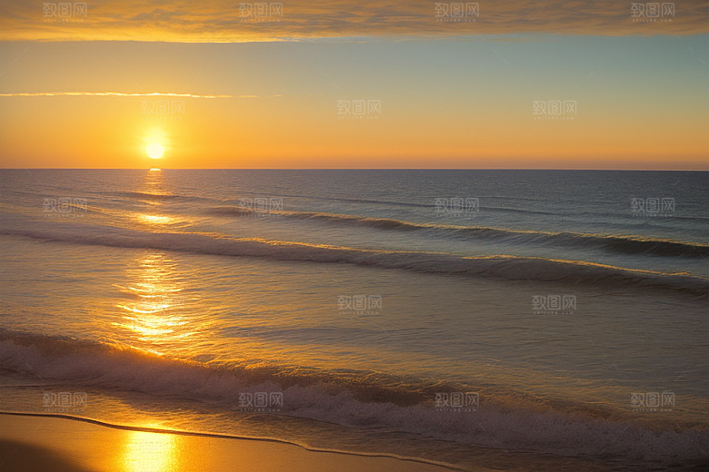 海边日出的海景如画