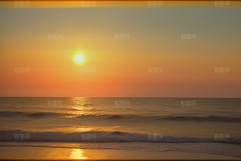海边日出的海岸线美景