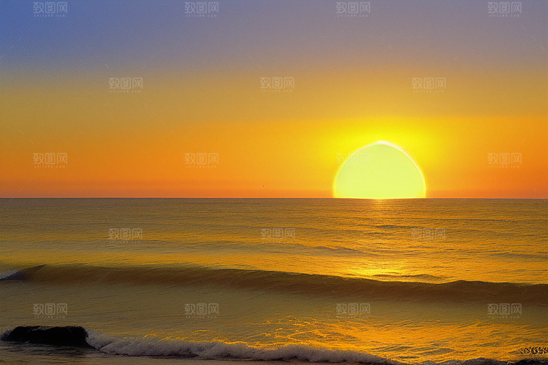 海边日出的海岸线美景