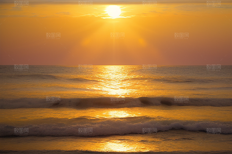海边日出的海岸线美景
