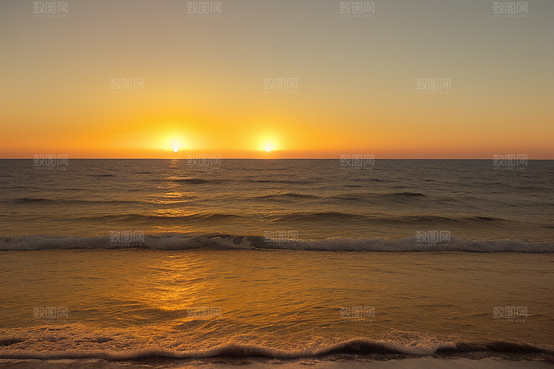 海边日出的海岸线美景