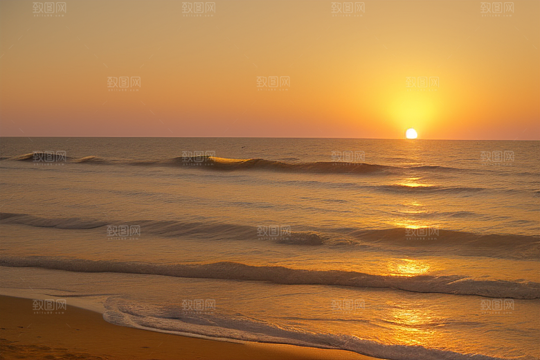 海边日出的海岸线美景