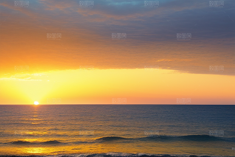 海边日出的海岸线美景