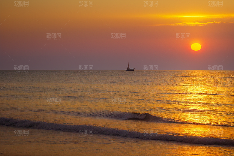 海边日出的海风轻拂