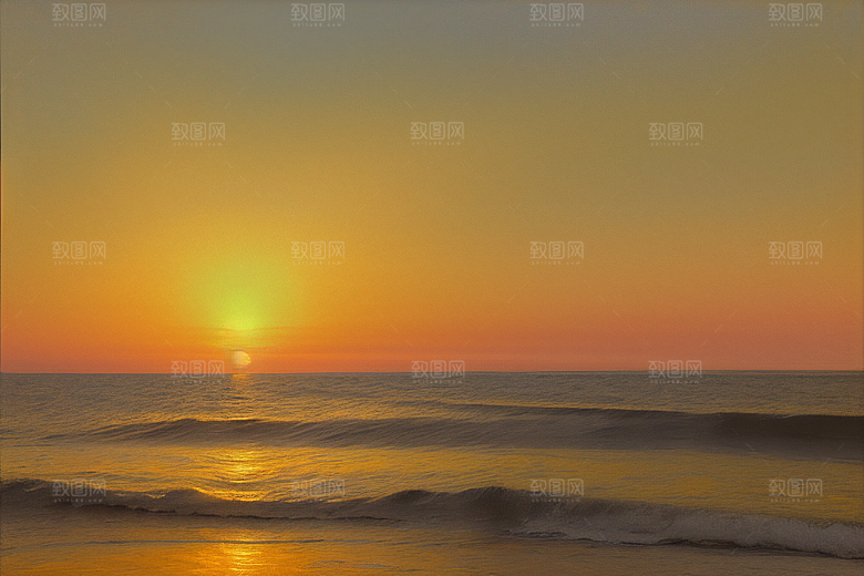 海边日出的云雾缭绕