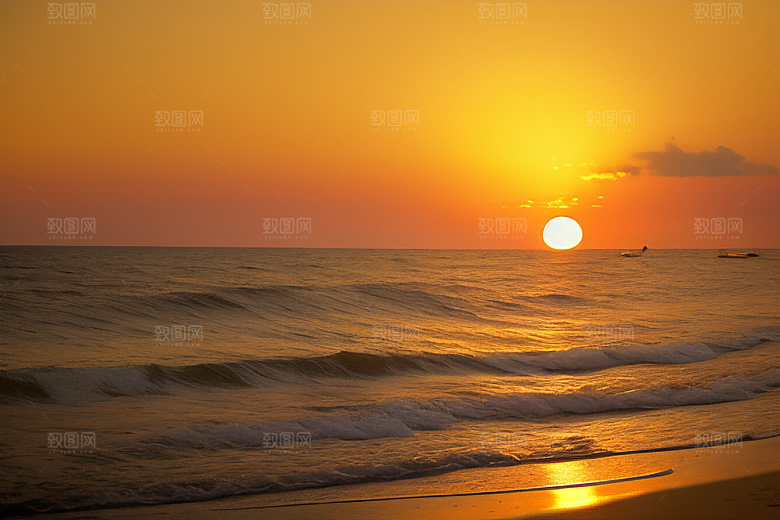 海边日出的云雾缭绕