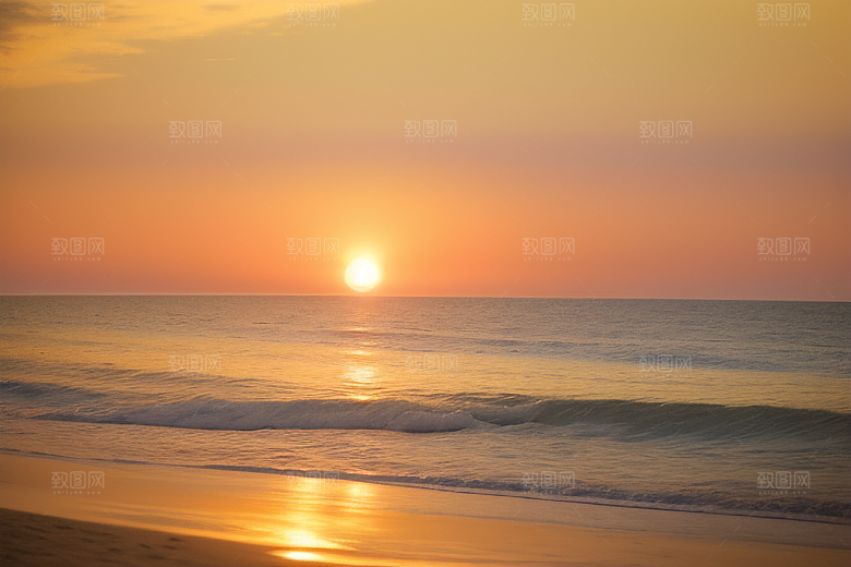海边日出的云雾缭绕
