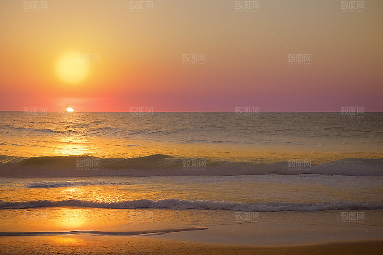 海边日出的云雾缭绕