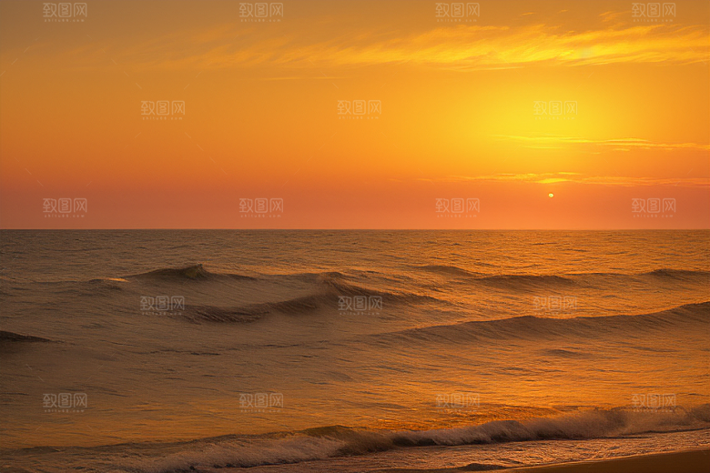 海边日出的云雾缭绕