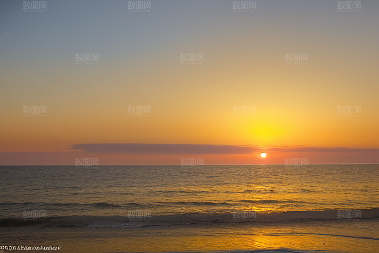 海边日出的海浪拍岸