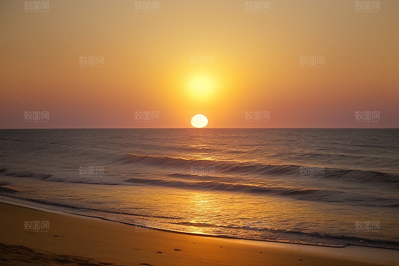 海边日出的海天一色