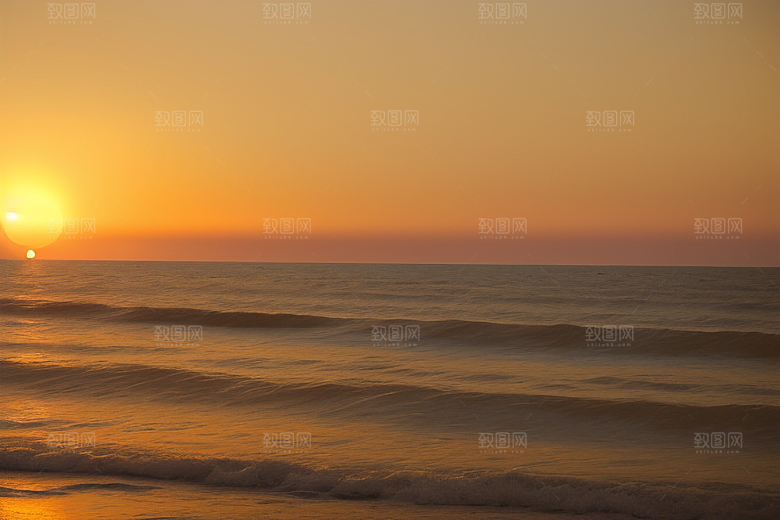海边日出的海天一色