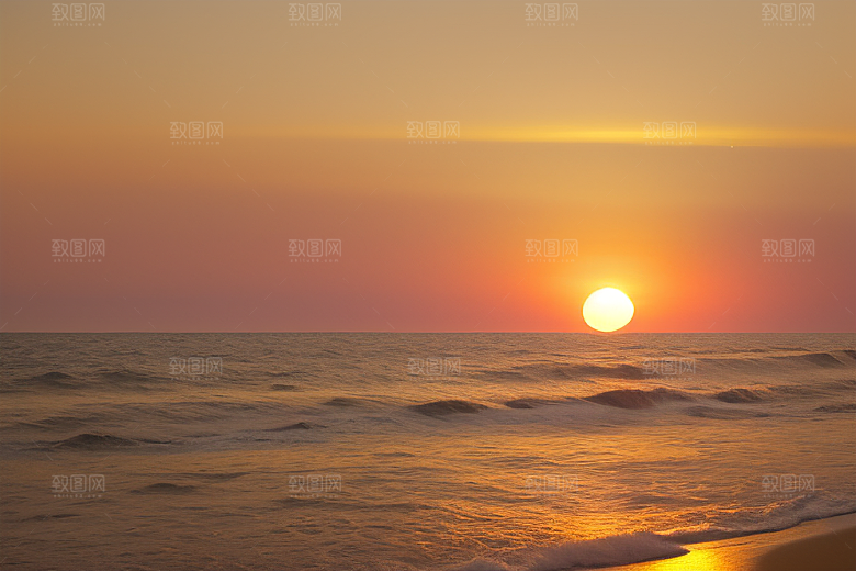 海边日出的海天一色