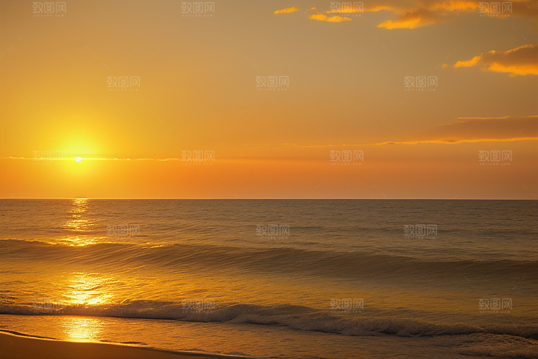 海边日出的海天一色