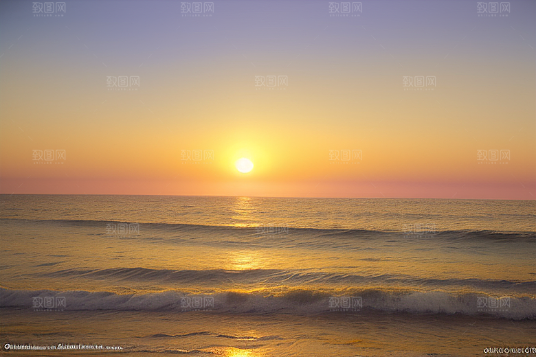 海边日出的海天一色