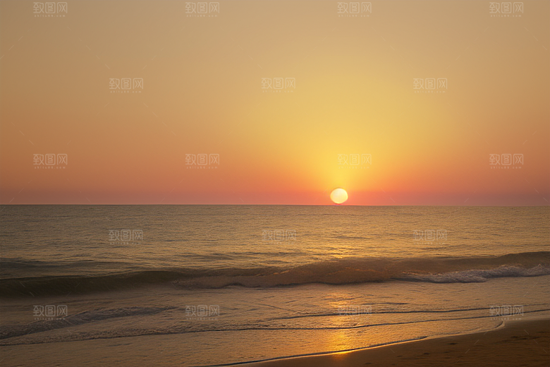 海边日出的金色曙光