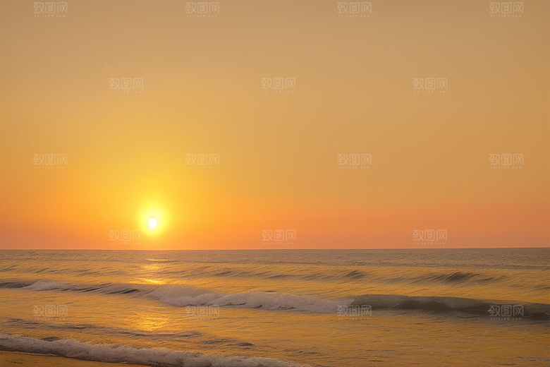 海边日出的金色曙光
